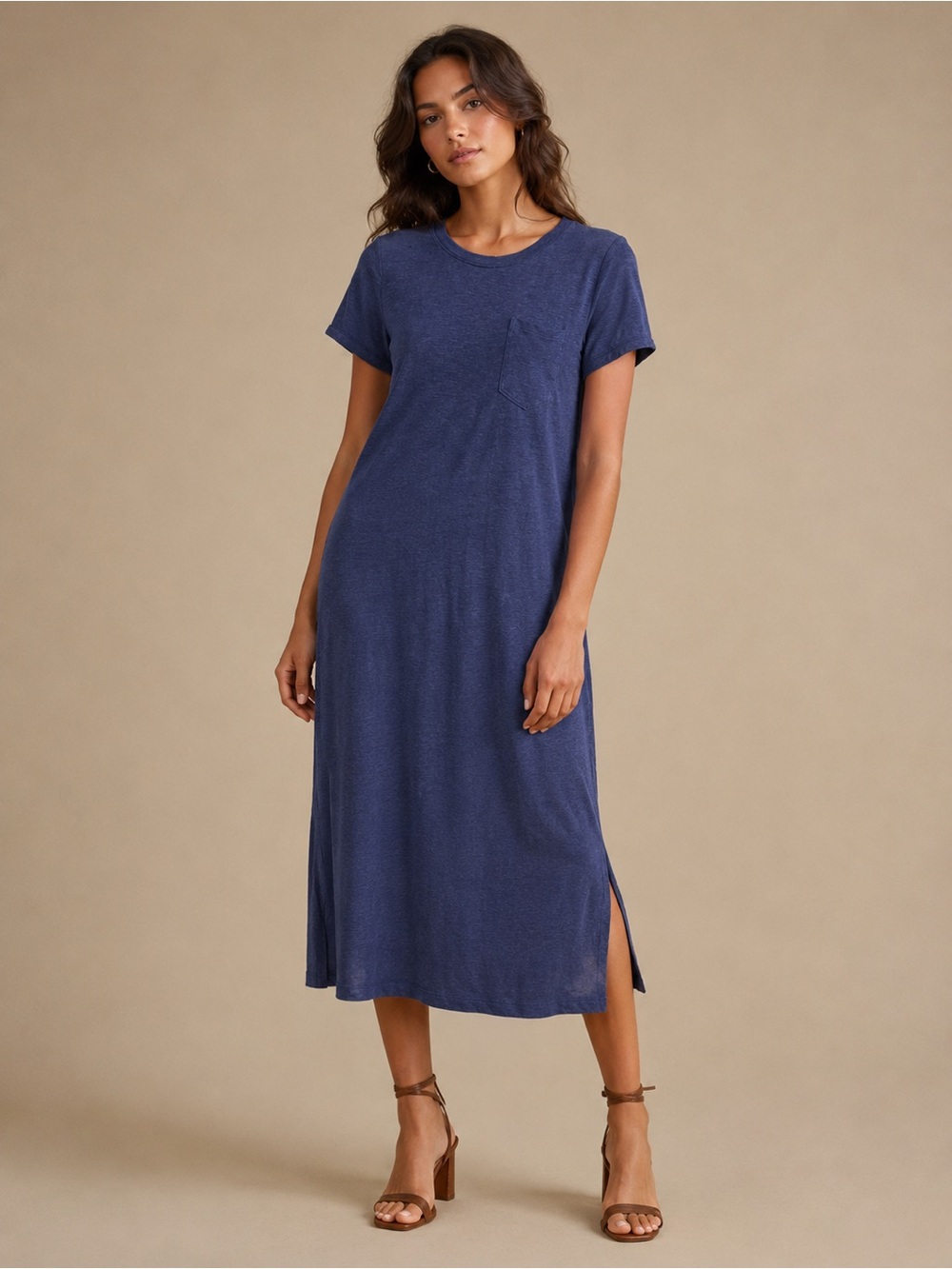Jessica Simpson Navy Blue Short-Sleeve T-shirt Midi Lounge Dress Size Large
